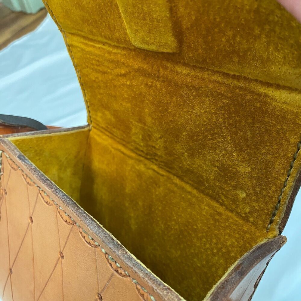 Vintage Genuine Leather Hand Tooled Brown Leather Western Boho Shoulder Purse - Picture 8 of 12